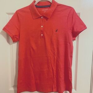 Size Medium Bright Pink/Red/Orange Nautica Short Sleeve Collar Shirt